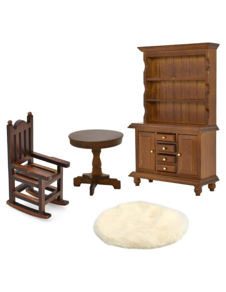 Juego de Muebles Miniatura iLAND 1:12 Estilo Vintage 4 Piezas