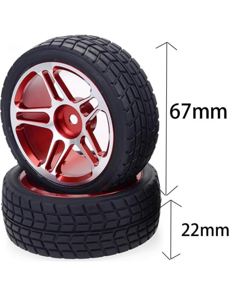 Ruedas de Aluminio 1/10 AINIUNIU para Coche RC - 4PCS Rojo Ruedas de Aluminio 1/10 AINIUNIU para Coche RC - 4PCS Rojo