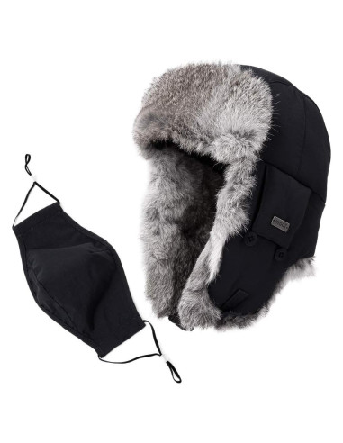 Gorra Trapper Ushanka Comhats 100% Piel de Conejo Impermeable