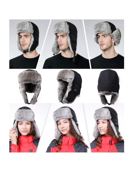 Gorra Trapper Ushanka Comhats 100% Piel de Conejo Impermeable Gorra Trapper Ushanka Comhats 100% Piel de Conejo Impermeable