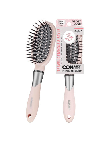 Cepillo de Pelo Ovalado Conair Velvet Touch - Rosa - 1 Cuenta