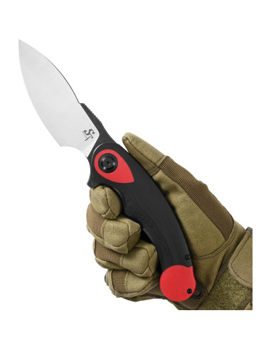 Cuchillo Plegable Sitivien ST157 Acero Sandvik 14C28N Rojo