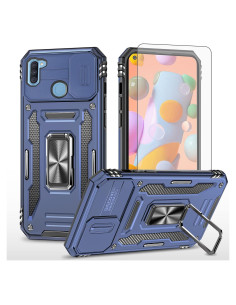 Funda Asuwish para Samsung Galaxy A11/M11 con Protector de Pantalla y Soporte Magnético Azul Marino