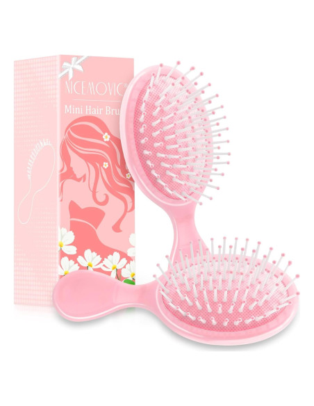 Mini Cepillo de Pelo NICEMOVIC Rosa 2 Piezas Viaje Mini Cepillo de Pelo NICEMOVIC Rosa 2 Piezas Viaje