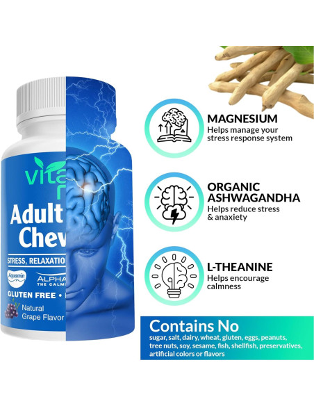 Tabletas Masticables de Magnesio y Ashwagandha Vital Rise - 60 Unidades Tabletas Masticables de Magnesio y Ashwagandha Vital Rise - 60 Unidades