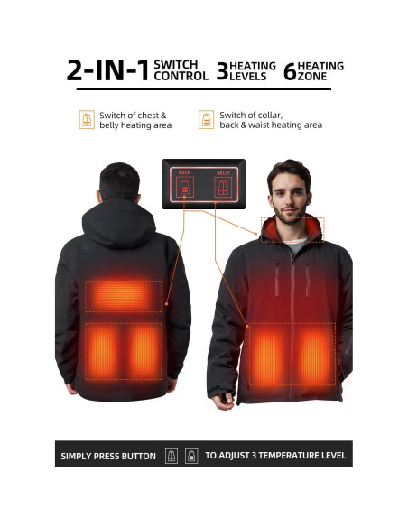 Chaqueta Calefaccionada SAVIOR HEAT Hombre Impermeable 10h Chaqueta Calefaccionada SAVIOR HEAT Hombre Impermeable 10h