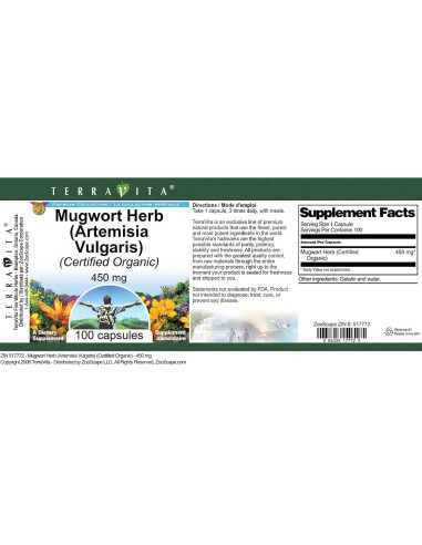 Hierba de Artemisa Orgánica TerraVita 450 mg 100 Cápsulas