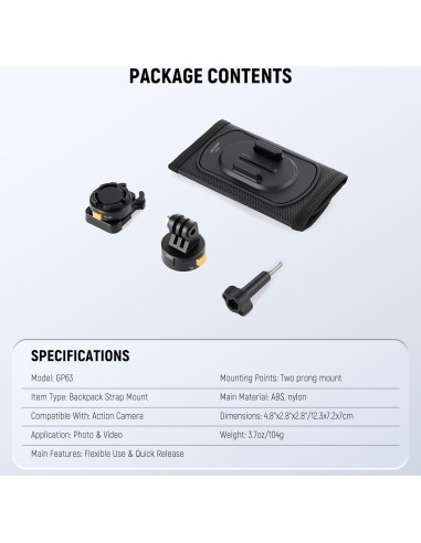 Soporte de Mochila NEEWER GP63 para Cámaras de Acción