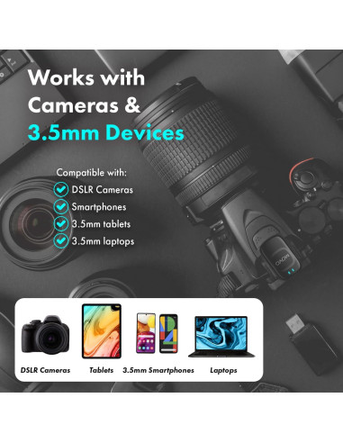 Micrófono Lavalier Inalámbrico Movo NanoMic 3.5mm para DSLR