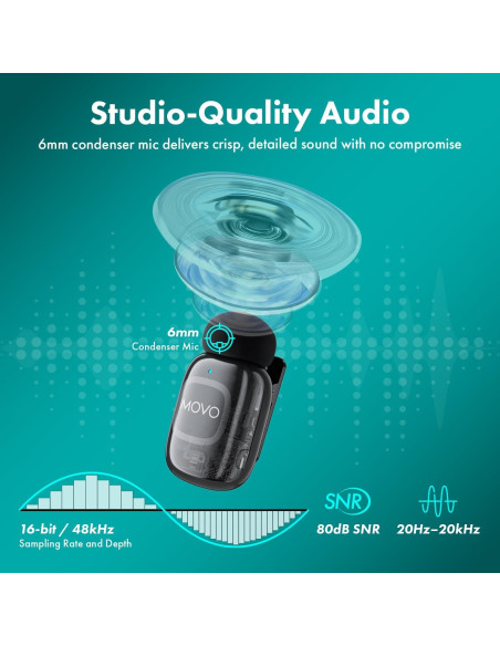 Micrófono Lavalier Inalámbrico Movo NanoMic 3.5mm para DSLR Micrófono Lavalier Inalámbrico Movo NanoMic 3.5mm para DSLR