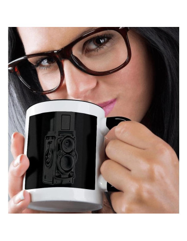 Taza 3dRose de cerámica 11 oz cámara vintage TLR negra