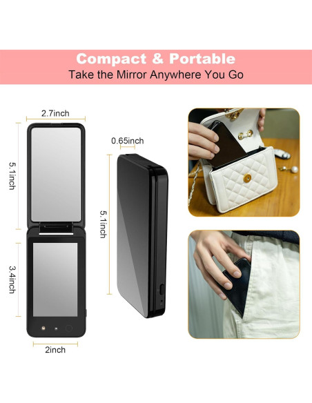 Espejo UV Vanmirr 4" Recargable con Cámara para Protector Solar Espejo UV Vanmirr 4" Recargable con Cámara para Protector Solar