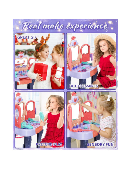 Mesa de Maquillaje Infantil Diario Lindo con Espejo y Luz Mesa de Maquillaje Infantil Diario Lindo con Espejo y Luz