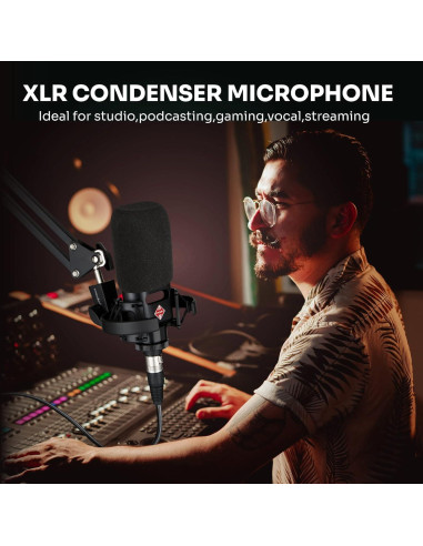 Micrófono XLR Cardioide PROAR 25mm para PC y Podcasting