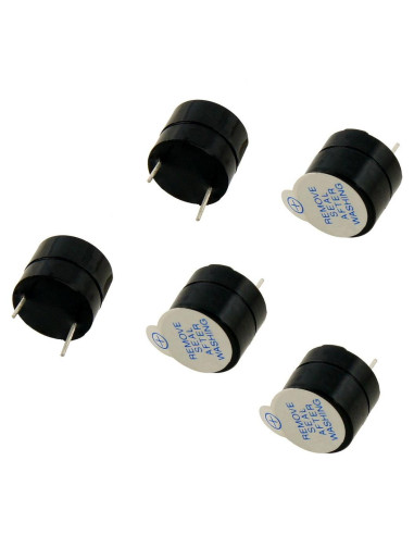 Zumbador Electrónico uxcell 12mm DC 5V 5 Piezas Sonido Continuo