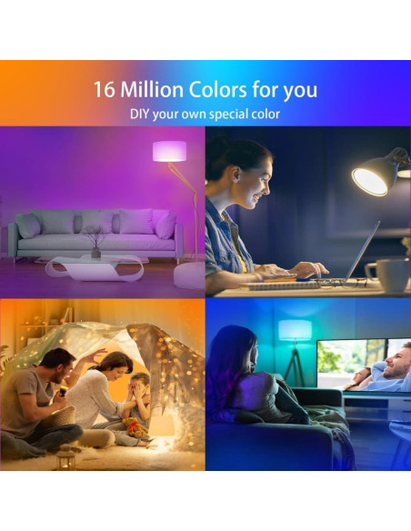 Bombillas LED Inteligentes A19 E26 9W RGB con Control BT - Paquete de 4 Bombillas LED Inteligentes A19 E26 9W RGB con Control BT - Paquete de 4