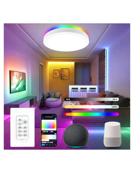 Luz de Techo LED Empotrada RGB Greenbell 30cm Regulable Luz de Techo LED Empotrada RGB Greenbell 30cm Regulable