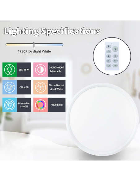 Luz de Techo LED Empotrada RGB Greenbell 30cm Regulable Luz de Techo LED Empotrada RGB Greenbell 30cm Regulable