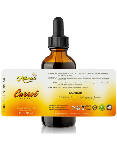 Aceite de Semilla de Zanahoria Allurials 60 ml - 100% Puro y Orgánico