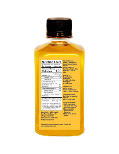 Aceite de Girasol Daana 340ml Orgánico Prensado en Frío