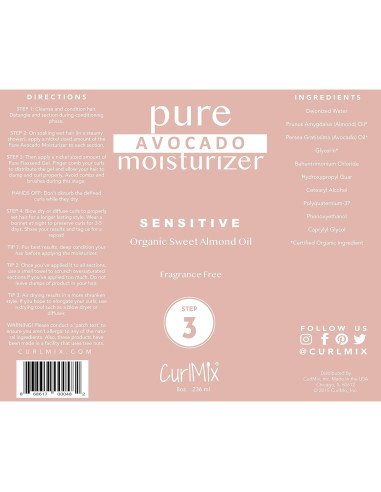 Hidratante Orgánico CurlMix Aguacate 236 ml - Sin Fragancia