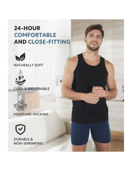 Camisetas Interiores para Hombres David Archy - Paquete de 3, Algodón Transpirable Camisetas Interiores para Hombres David Archy - Paquete de 3, Algodón Transpirable