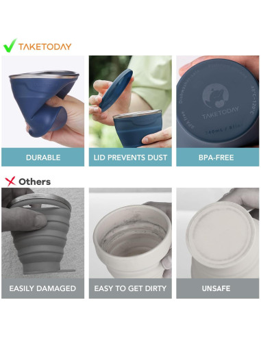 Taza de Viaje Plegable TakeToday 240ml Libre de BPA Marino