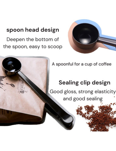 Cucharada de Café con Clip Crethinkaty Acero Inoxidable 17.5cm
