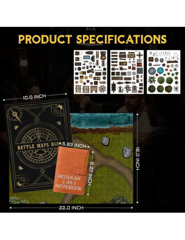Libro de Mapas de Batalla CZYY - 32 Mats Reutilizables RPG