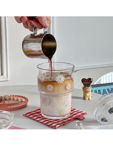 Vaso de vidrio reutilizable Olvini 385ml con tapa y popote