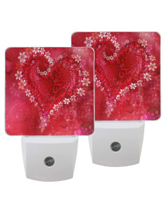 Conjunto de 2 luces nocturnas LED Pfrewn corazón rojo