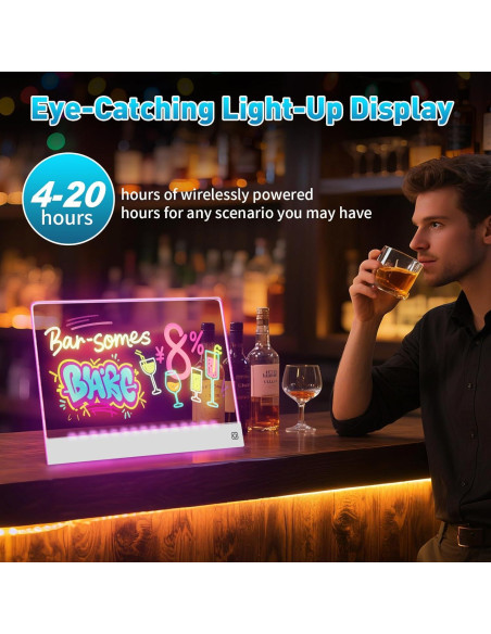 Tablero de Notas LED Yecuip 35x26 cm Recargable 7 Colores Tablero de Notas LED Yecuip 35x26 cm Recargable 7 Colores