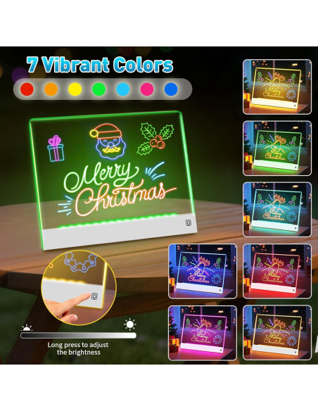 Tablero de Notas LED Yecuip 35x26 cm Recargable 7 Colores Tablero de Notas LED Yecuip 35x26 cm Recargable 7 Colores