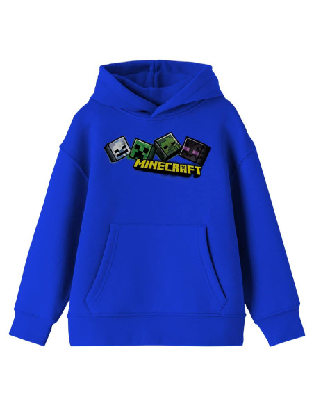 Sudadera Juvenil Azul Real Minecraft con Capucha y Bolsillo Sudadera Juvenil Azul Real Minecraft con Capucha y Bolsillo