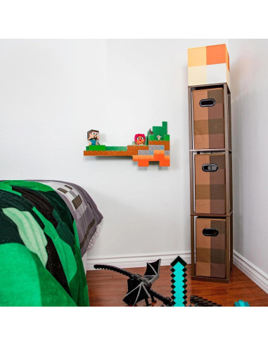 Lámpara de Pie Minecraft Brownstone con 3 Cubos de Almacenamiento