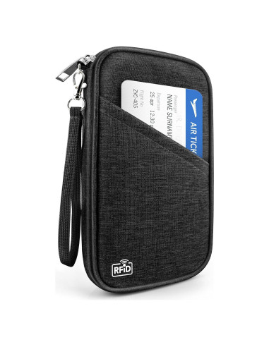 Organizador de Documentos de Viaje HOHOM Negro para 5 Pasaportes