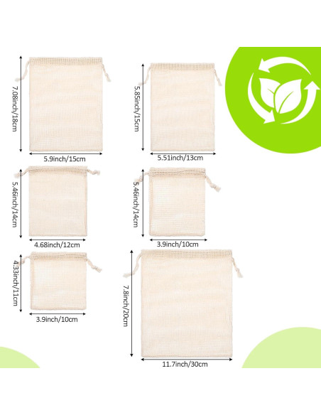 28 Bolsas Reutilizables de Algodón Dimeho para Verduras 28 Bolsas Reutilizables de Algodón Dimeho para Verduras