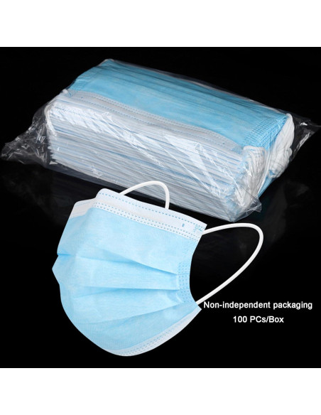 Mascarillas Desechables 3 Capas Azul Earloops 100 Pcs Mascarillas Desechables 3 Capas Azul Earloops 100 Pcs