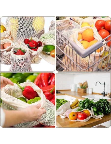 28 Bolsas Reutilizables de Algodón Dimeho para Verduras 28 Bolsas Reutilizables de Algodón Dimeho para Verduras