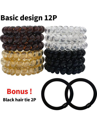 Espirales de Cabello BelleJiu - Set 12P - Lazos Elásticos Sin Marcas