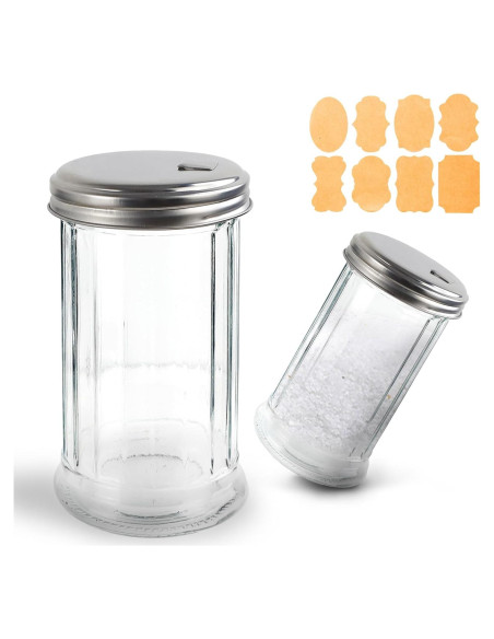 Dispensador de Azúcar de Vidrio KUAOOAUK 350ml con Tapa Inoxidable Dispensador de Azúcar de Vidrio KUAOOAUK 350ml con Tapa Inoxidable