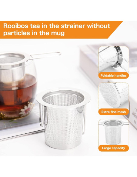 2 Coladores de Té Evmliy de Acero Inoxidable con Mango Largo 2 Coladores de Té Evmliy de Acero Inoxidable con Mango Largo