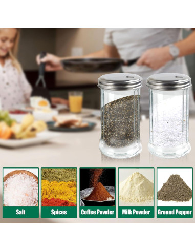 Dispensador de Azúcar de Vidrio KUAOOAUK 350ml con Tapa Inoxidable
