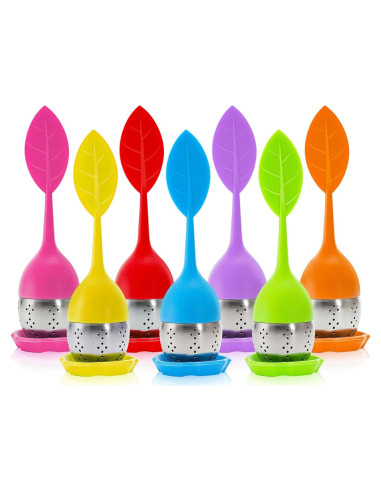 Infusores de Té de Silicona Bekith - 7 Piezas con Bandeja