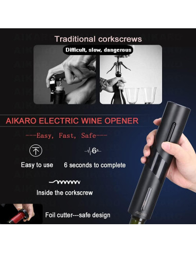 Abridor de Botellas de Vino Eléctrico AIKARO Recargable