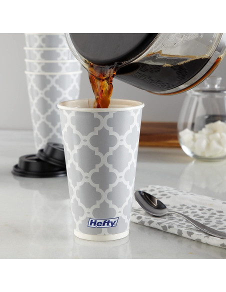 Tazas de papel desechables Hefty 16 oz con tapas - 20 unidades Tazas de papel desechables Hefty 16 oz con tapas - 20 unidades