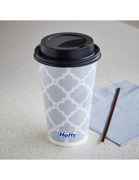 Tazas de papel desechables Hefty 16 oz con tapas - 20 unidades Tazas de papel desechables Hefty 16 oz con tapas - 20 unidades