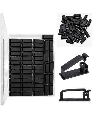50 Clips Autoadhesivos para Gestión de Cables MOOCY Negro