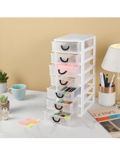 Organizador de Cajones Mini ArtVibes 7 Cajones Blanco 18x13x34cm 2