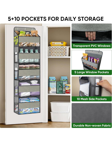 Organizador Colgante sobre la Puerta Jedqlnye 5 Estantes 20 kg Gris